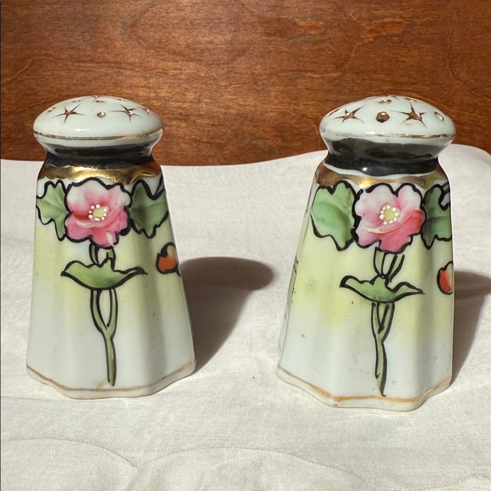 Vintage Floral Ceramic Salt and Pepper Shakers
